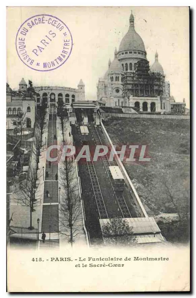 Das Funicular von Montmartre und das Heilige Herz — Basilika des Heiligen Herzens, Paris — n° 415 - Vorderseite