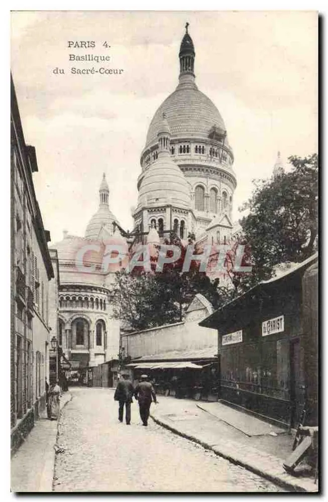 Paris 4. Basílica do Sagrado Coração — vista de uma rua — editor não visível - Frente
