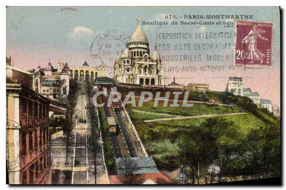 Paris-Montmartre — Basilika des Heiligen Herzens und Platz — J. Hauser, Paris, n° 078 - Vorderseite