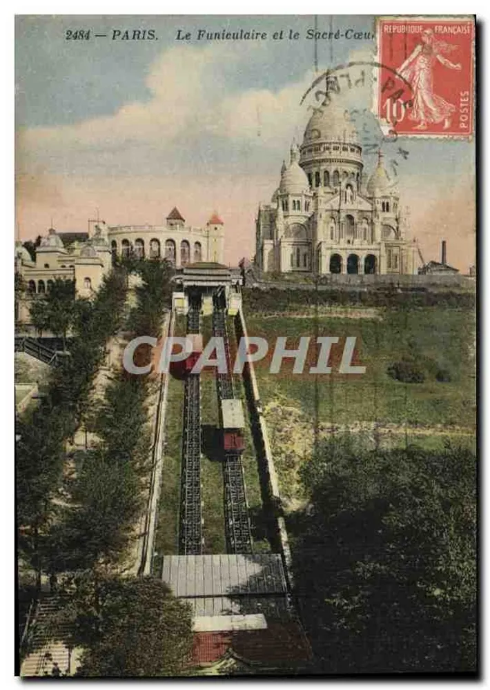 Paris — Der Funicular und das Sacré-Cœur — Verlag: C. P. A. n° 2484 - Vorderseite
