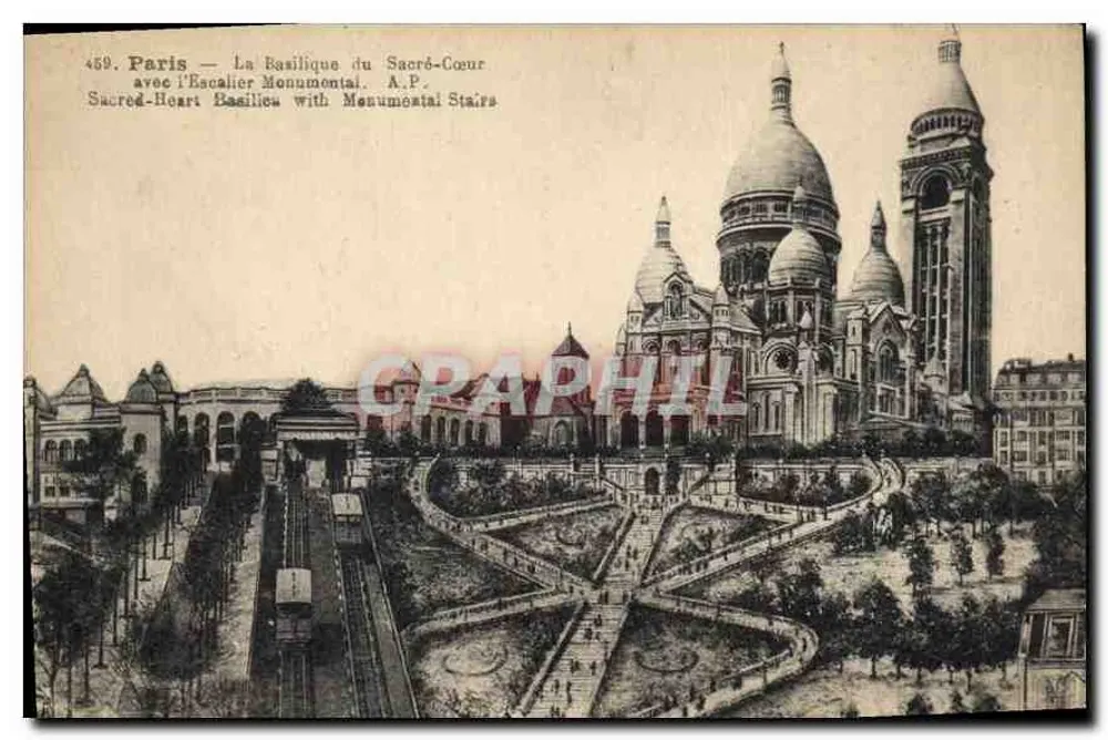 Paris — Die Basilika des Heiligen Herzens mit der monumentalen Treppe — A.P. n°469 - Vorderseite