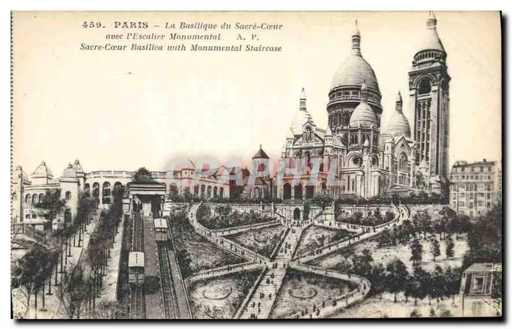 Paris – Die Basilika des Heiligen Herzens mit der Monumentalen Treppe — A. P. n° 459 - Vorderseite