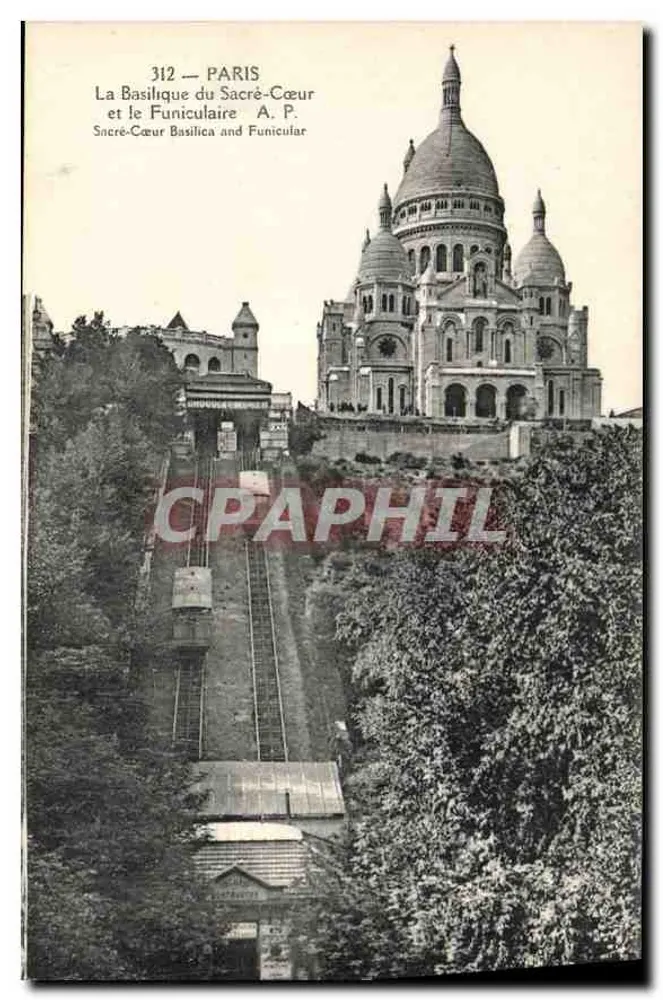 Paris — Die Basilika des Heiligen Herzens und der Seilbahn — A. P. - Vorderseite