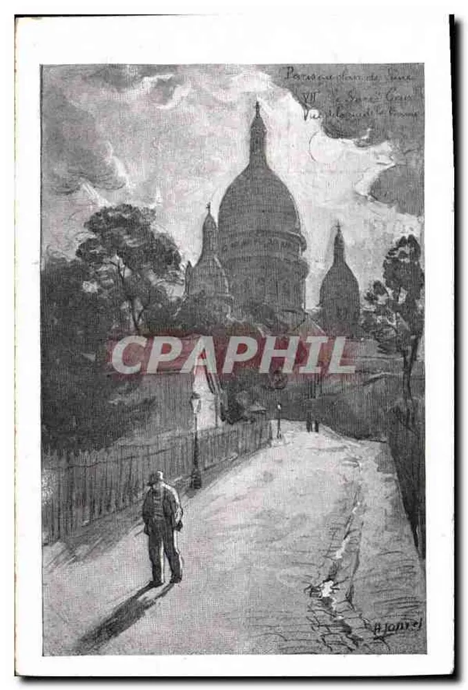Vista da Basílica do Sagrado Coração — Paris — edição A. JONNET - Frente