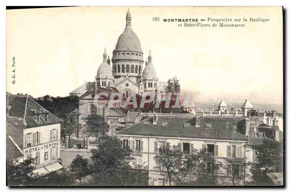 Montmartre — Perspektive auf die Basilika und Saint-Pierre von Montmartre — G. C. A. Paris, n° 685 - Vorderseite