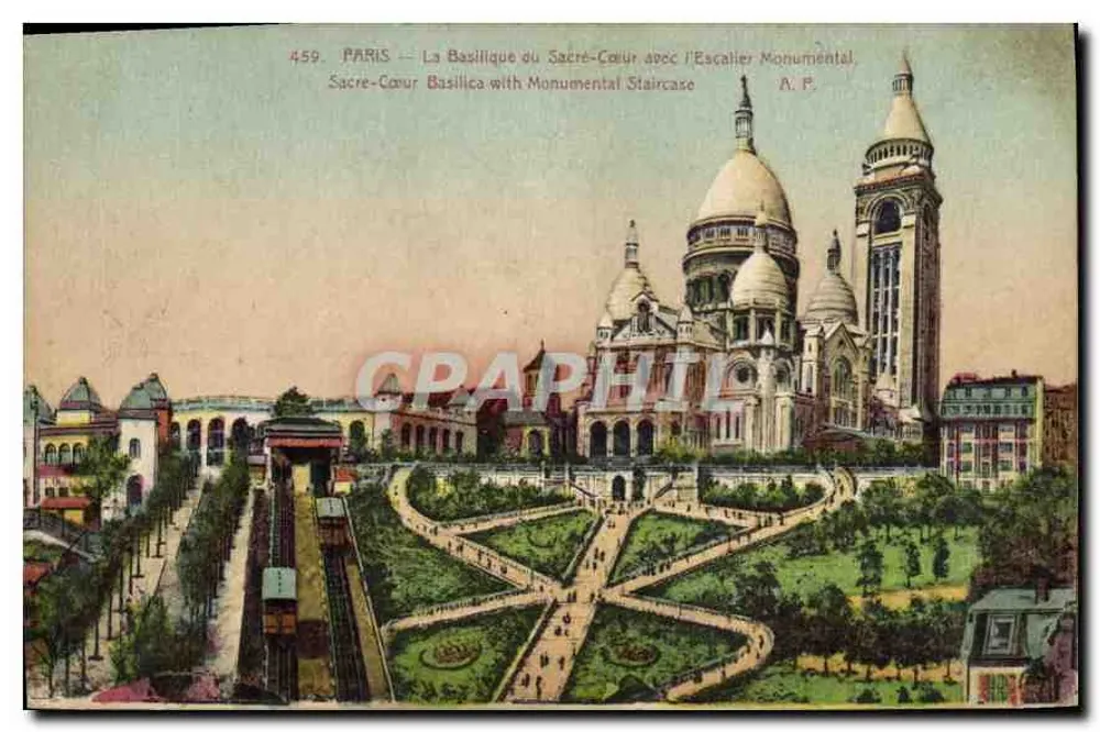 Paris — Die Basilika des Heiligen Herzens mit der Monumentalen Treppe — A.P. n°459 - Vorderseite