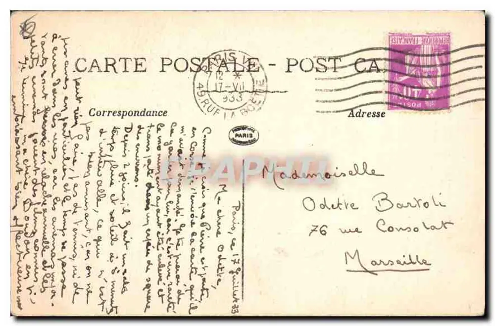 Paris — A Basílica do Sagrado Coração — Graphphil, n°73 - Verso