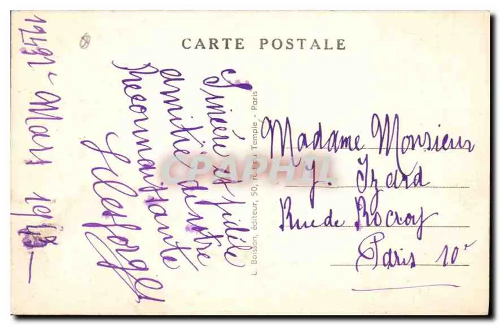 Paris, vom Sacré-Cœur von Montmartre — tragt meine Gebete für ihn — J.H. Abgegeben - Rückseite