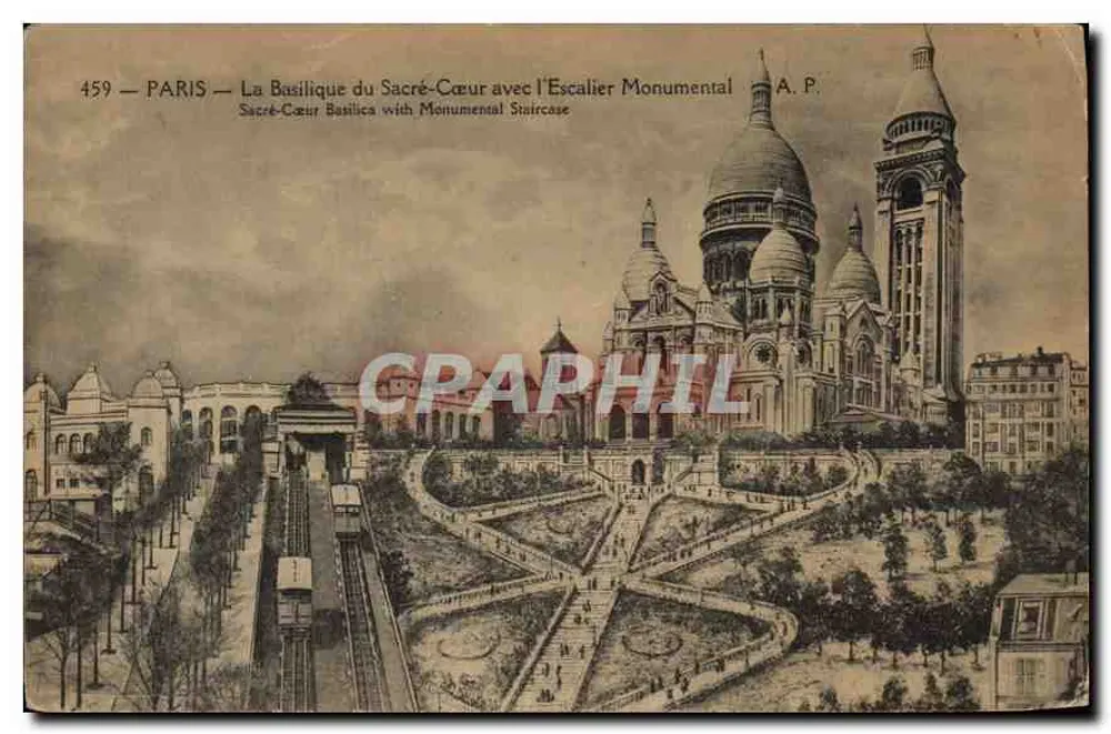 Paris — Die Basilika des Heiligen Herzens mit der Monumentalen Treppe — A.P. n°459 - Vorderseite