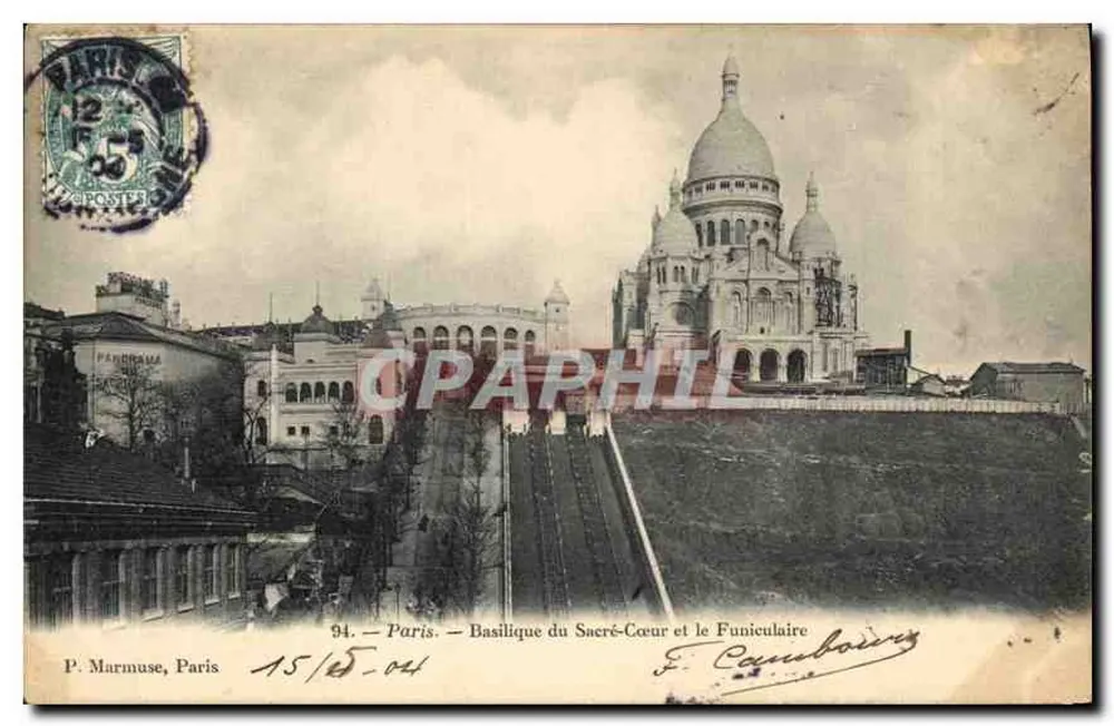 Paris — Basilika des Heiligen Herzens und der Funicular — P. Marmuse, Paris - Vorderseite