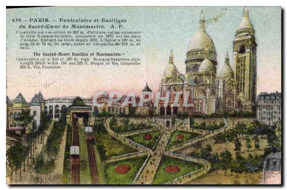 Paris — Seilbahn und Basilika des Heiligen Herzens von Montmartre — A.P. n°439 - Vorderseite
