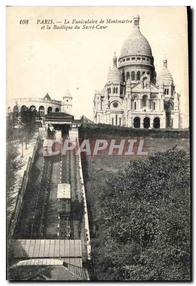 Paris — Der Montmartre-Funicular und die Basilika des Heiligen Herzens — Imp. Phot. 'L'Abeille', Asnières - Paris - Vorderseite