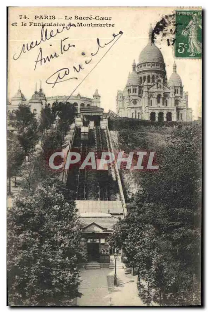Paris — Der Sacré-Cœur und der Montmartre-Funicular — Verlag nicht sichtbar, n° 74 - Vorderseite