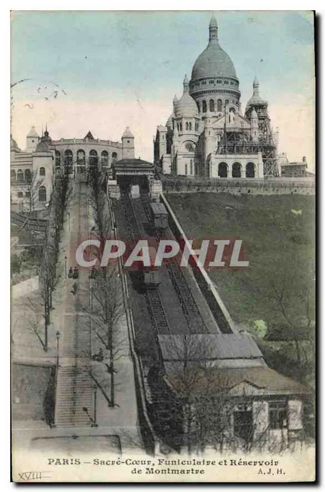 PARIS – Sacré-Cœur, Seilbahn und Reservoir von Montmartre — A.J.H. n° XVIII - Vorderseite