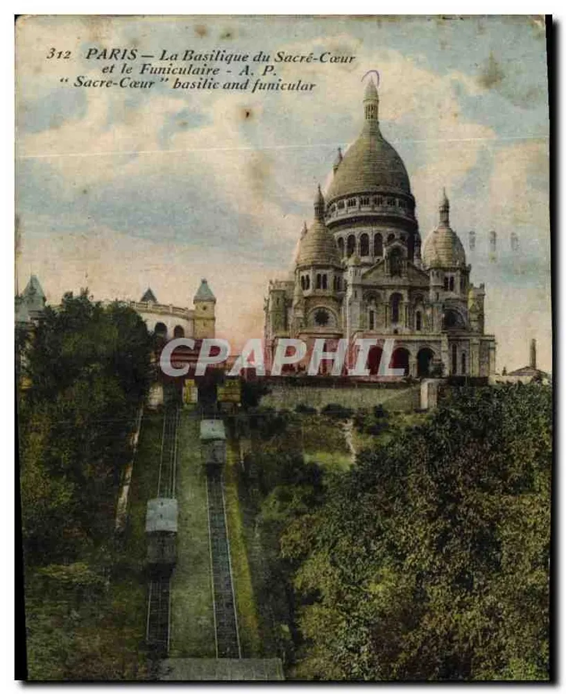 Paris — A Basílica do Sagrado Coração e o Funicular — A. P. n°312 - Frente