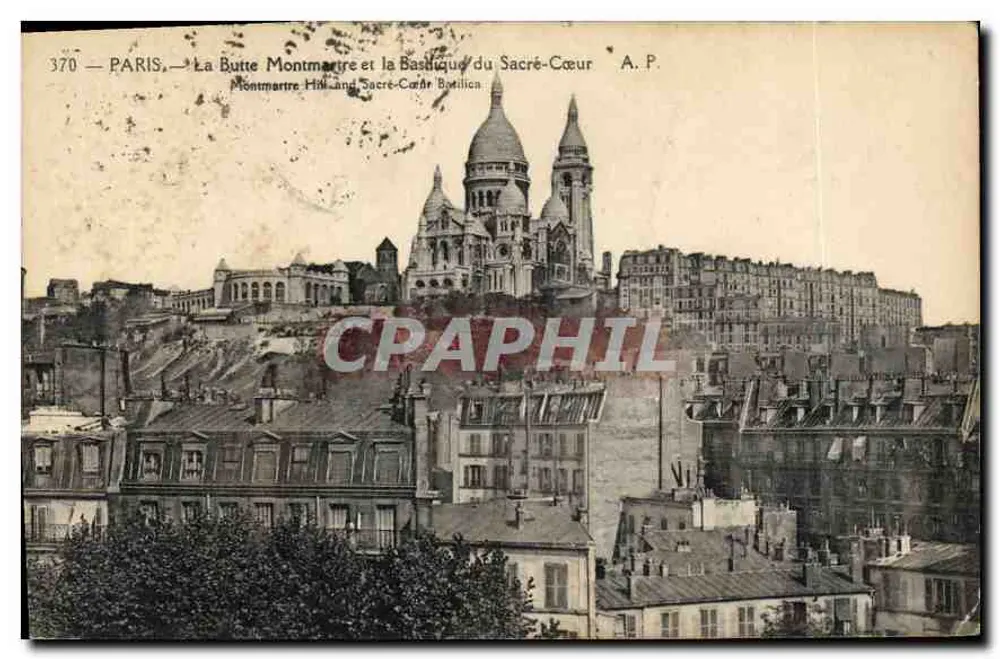 Paris — La Butte Montmartre und die Basilika des Heiligen Herzens — A. P. n° 370 - Vorderseite