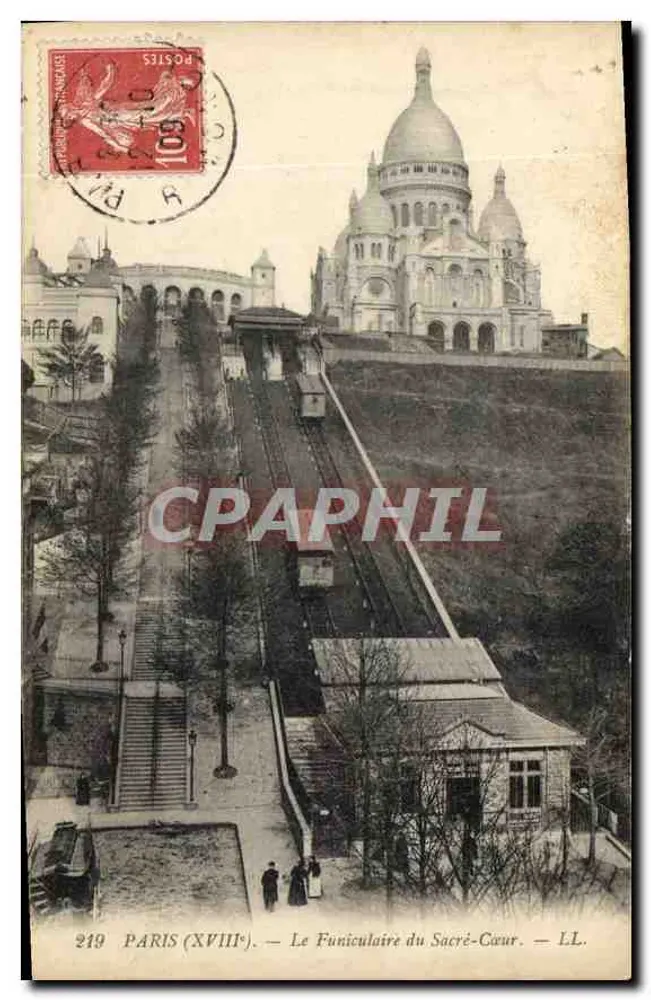 Paris (XVIIIe) — O Funicular do Sacré-Cœur — LL. n°219 - Frente