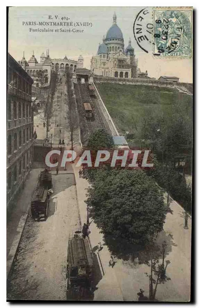 Paris-Montmartre (18. Jahrhundert) — Seilbahn und Sacré-Cœur — E. V. 404 - Vorderseite