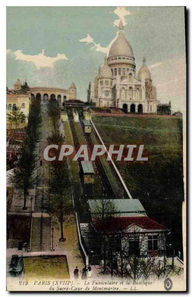 Paris (XVIIIe) — Der Seilzug und die Basilika des Heiligen Herzens von Montmartre — LL - Vorderseite