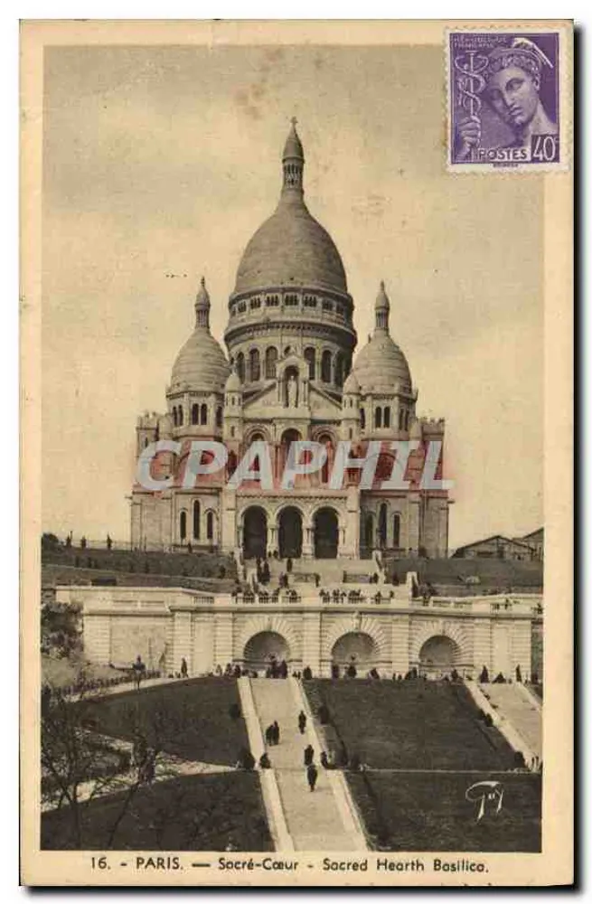 Paris — Sacré-Cœur — Basílica do Coração Sagrado — A. Leconte, 38, rue St-Cyr, La-Brettonnais, I. 1939 - Frente