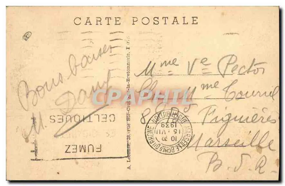 Paris — Sacré-Cœur — Basílica do Coração Sagrado — A. Leconte, 38, rue St-Cyr, La-Brettonnais, I. 1939 - Verso
