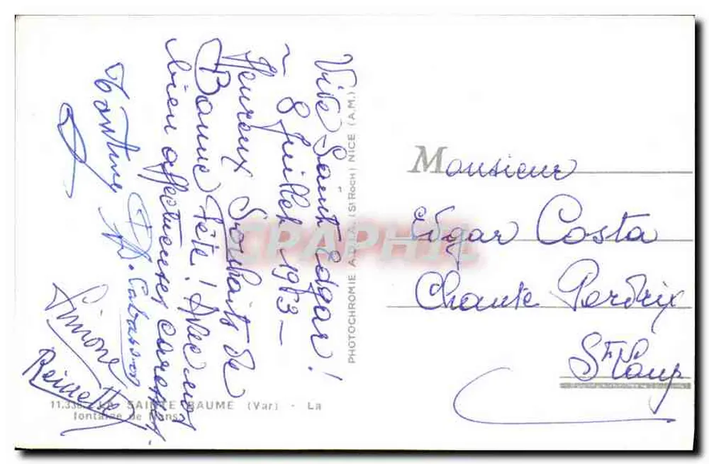 Fonte de Mans - Sainte Baume — Fotocromia, editor La Fontaine de Mans, n°11.396 - Verso