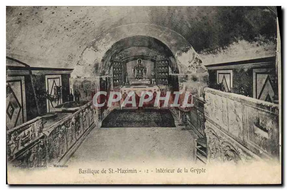 Basílica de São Maximin — Interior da Cripta — Editor Lacombe, Marselha - Frente
