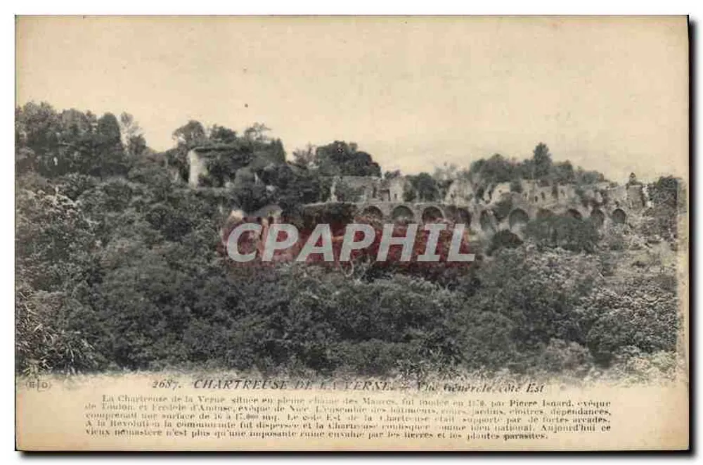 Chartreuse de la Verne — Vista geral, lado Leste — Editor L. C. Daby, Paris - Frente