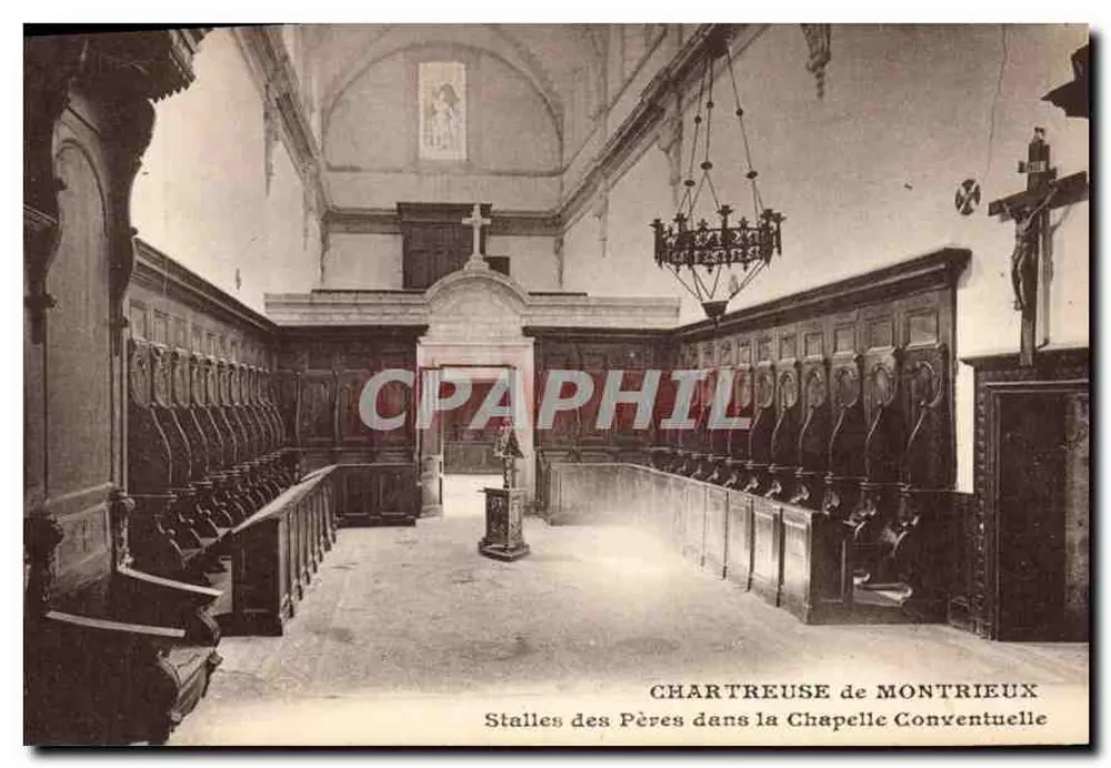 Chartreuse de Montrieux — Stühle der Väter in der Konventualkapelle — F. Ducézelle, Marseille - Vorderseite