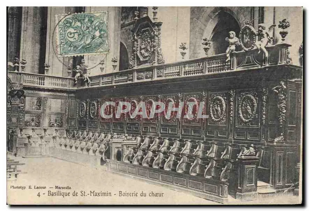 Basílica de São Maximin — Carpintaria do coro — Fototipo E. Lacour — Marselha, n°4 - Frente