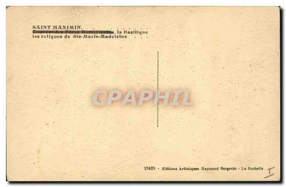 Saint Maximin — Relíquias na Basílica de Santa Maria Madalena — Edições Raymond Bergevin - Verso