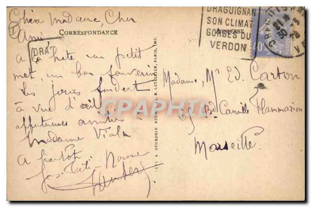 Draguignan — Ansicht der Uhrenturm — Verlag ND, Nr. 10 - Rückseite