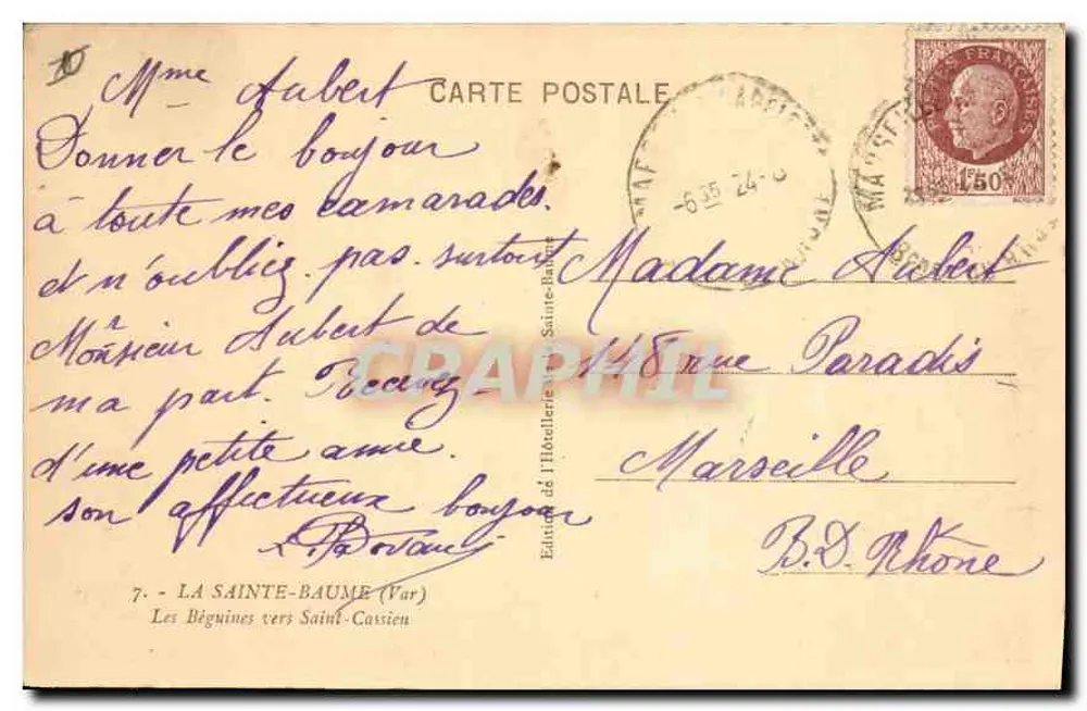 Les Béguines in Richtung Saint-Cassien — Hotelverlag — n°7 - Rückseite