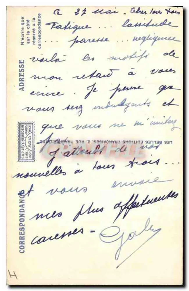 Corniche d'Or — L'ESTEREL — A Ponta do Esquillon e do Cabo Roxo — editor: A. Belin, n° 12516 - Verso