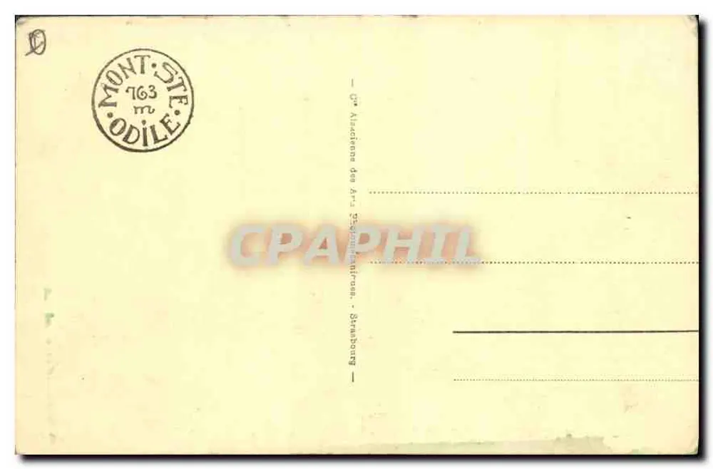 Monte Ste Odile (alt. 763 m) — Le Dreystein — Editor: Ateliers des Arts Graphiques, Strasbourg - Verso