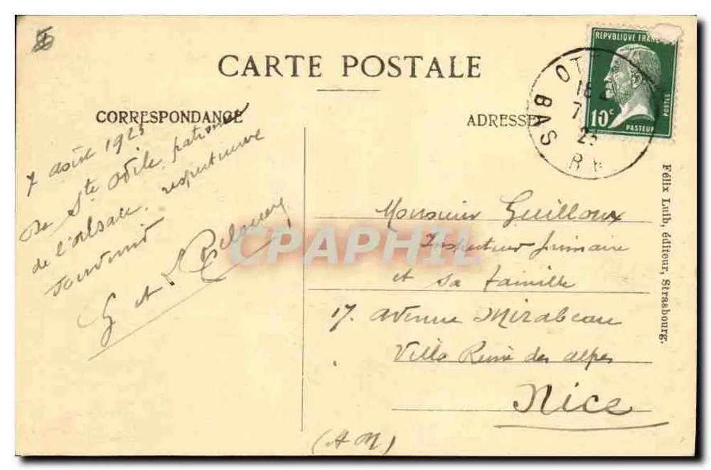 Monte Sainte-Odile — vista do topo a 763 m — editor Felix Luth, Strasbourg - Verso