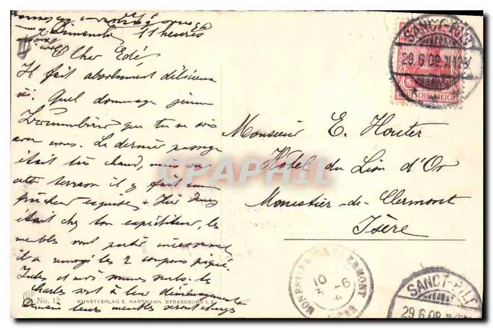 Hahkönigsburg vor ihrer Wiederherstellung — Ruinen eines Schlosses in Elsass — Verlag Kunstverlag E. Hardmann, Straßburg, n°12 - Rückseite