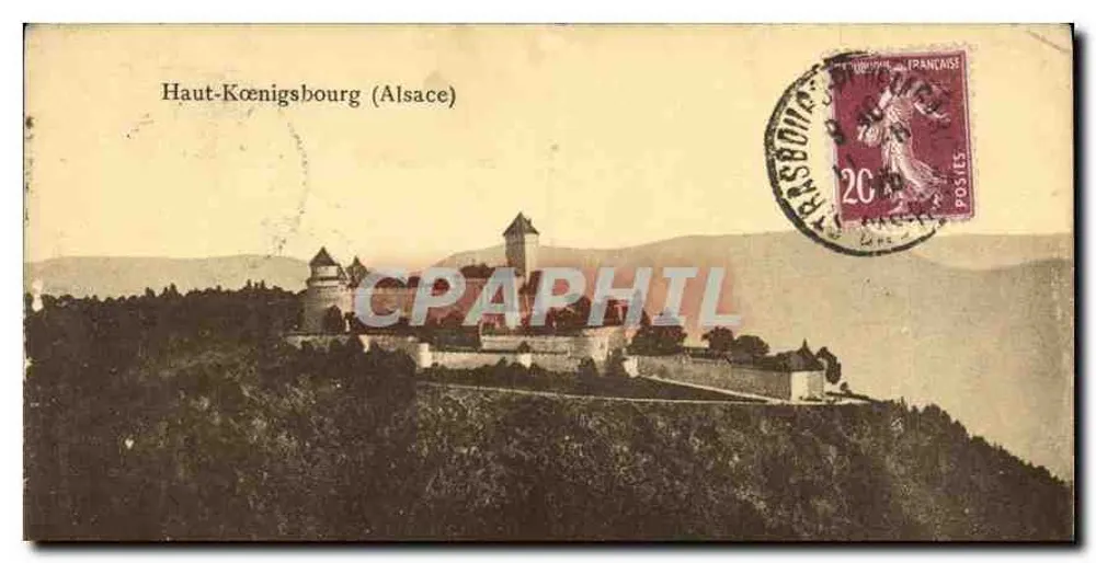 Haut-Kœnigsbourg (Alsácia) — castelo na colina — Felix Lanh, editor, Strasbourg — número de série não visível - Frente