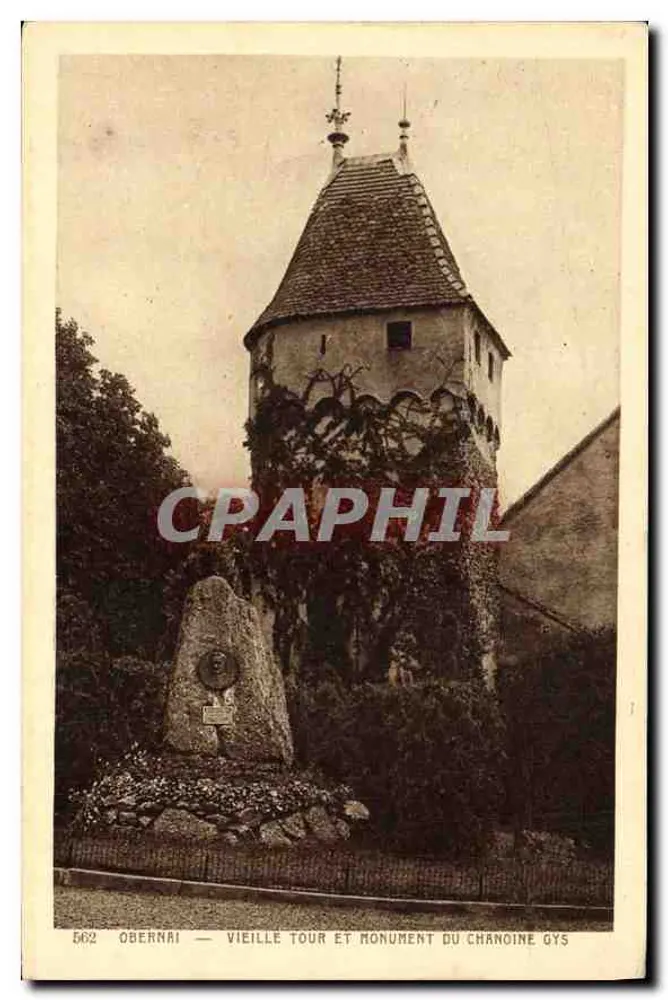 Obernai — Alte Turm und Denkmal des Kanons Gys - Vorderseite