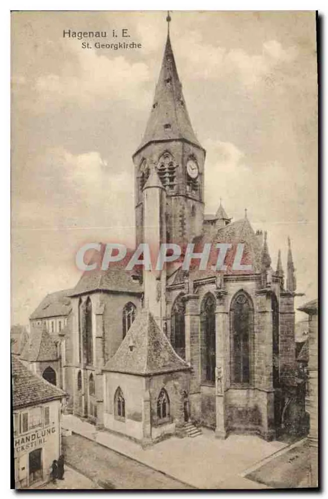 Hagenau i. E. — Igreja de São Jorge — Editor E.O.H. n° 17 2407 - Frente