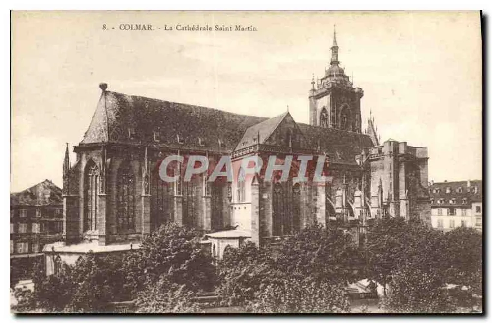 Colmar - De Sint-Martenskerk — uitgever C. M. Derberet, Straßburg - Voorkant