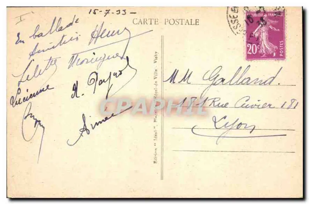 Ufer des Sees Pavin — Das pittoreske Auvergne — Édition Idéale, Vichy, Nr. 3340 - Rückseite