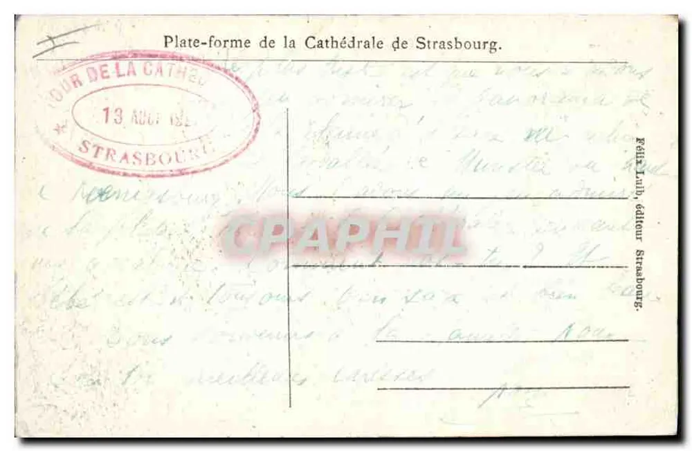 Strasbourg — Catedral — A flecha — editor Paul Luth, Strasbourg - Verso