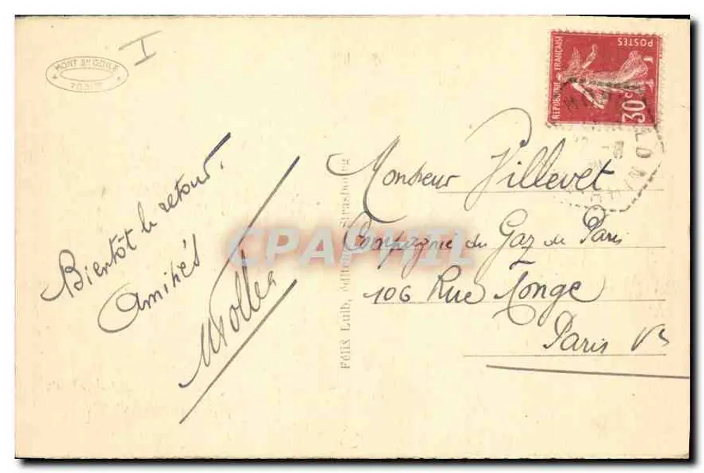 Straßburg — Mont Sainte-Odile Dreistein — Verlag F. Lab — Nr. 234 - Rückseite