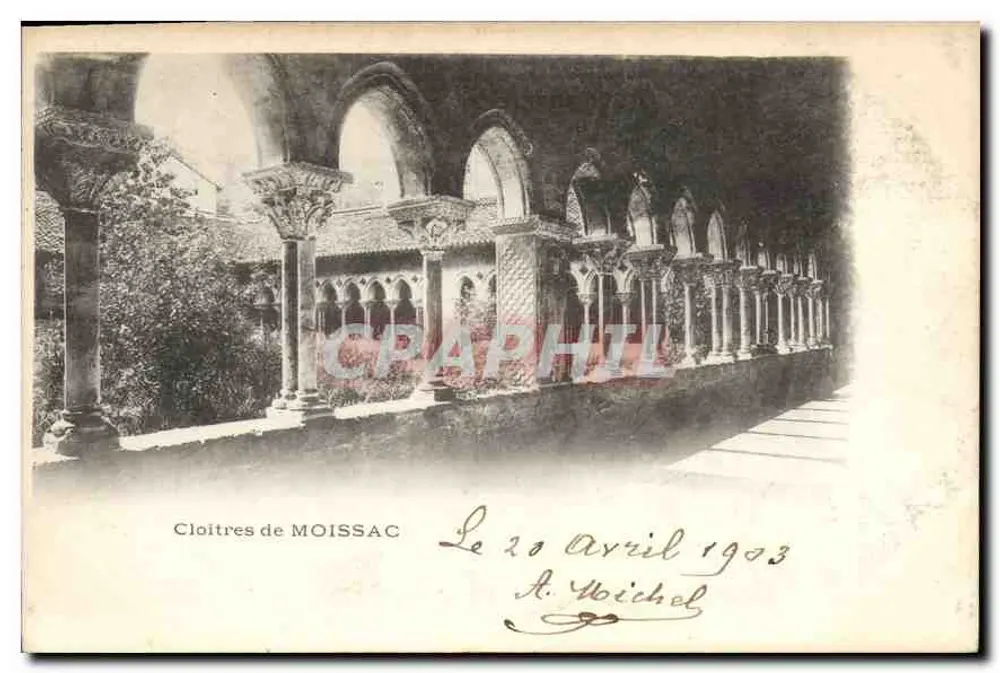 Cloîtres de Moissac — vista arquitetônica — A. Voichol, número de série não visível - Frente