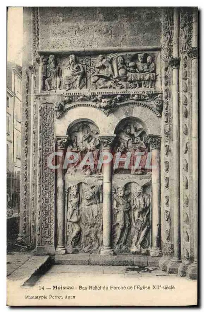 Meissac — Basrelief des Kirchentores des 12. Jahrhunderts — Phototypie Perret, Agen, Nr. 14 - Vorderseite