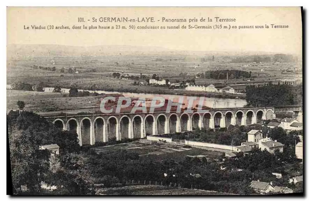 St GERMAIN-en-LAYE - Panorama vom Terrassenbereich — Viadukt mit 20 Bögen - Vorderseite