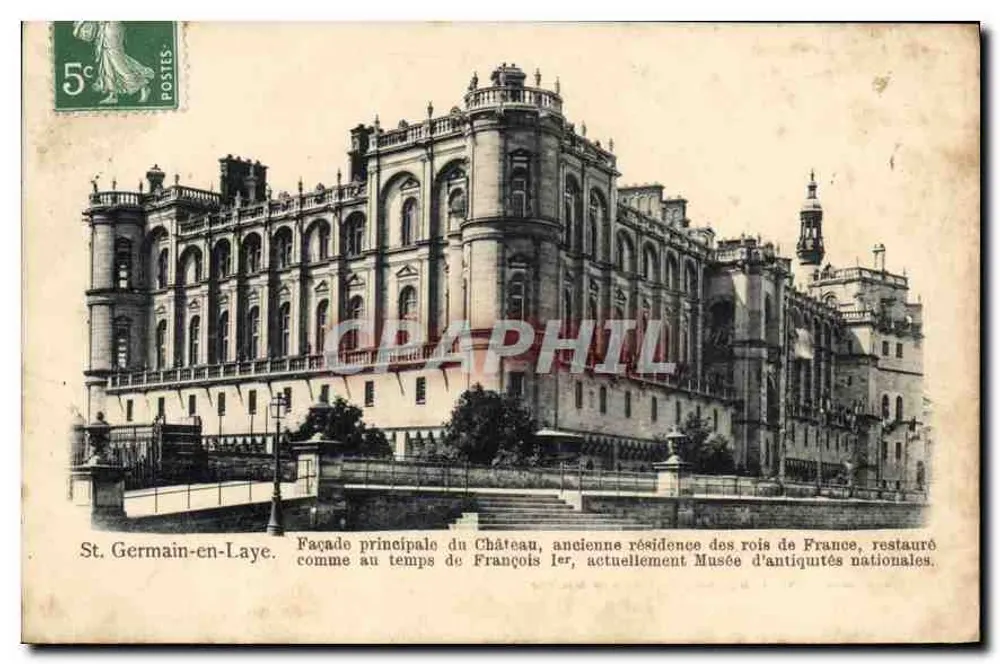 St. Germain-en-Laye — Facha principal do Castelo, antiga residência dos reis da França, restaurado como no tempo de Francisco I, atualmente Museu Nacional de Antiguidades — Edição Trinon + 165 P.M. - Frente