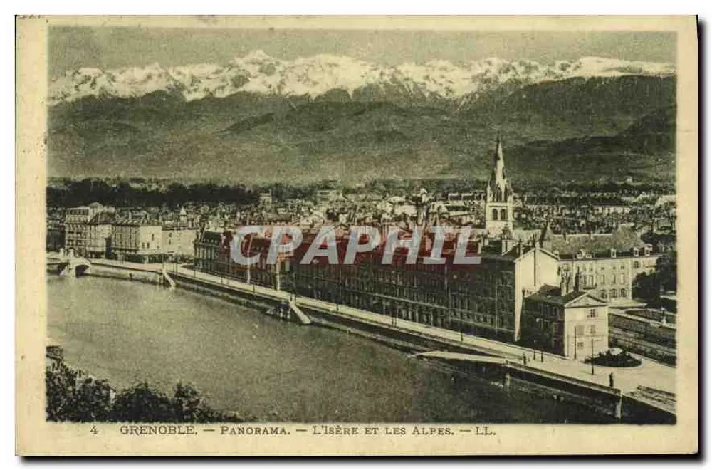 Grenoble — Panorama — L'Isère e as Alpes — LL. - Frente