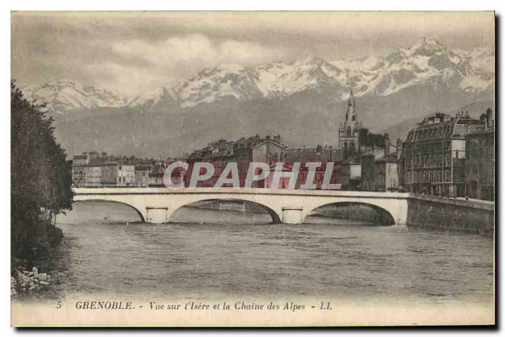Grenoble — Ansicht der Isère und der Alpenkette — LL - Vorderseite